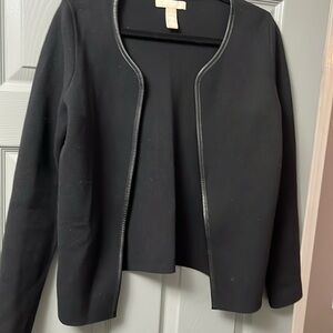 Banana Republic size small open front jacket with leather trim.